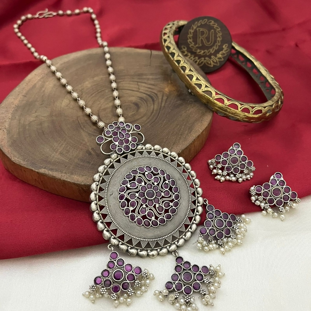 Oxidized Silver Statement Haaram set - Premium Quality